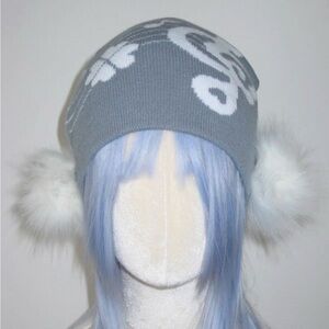 Softgirl Kawaii Angel Wing Music Note Pom Pom Jacquard Knit Beanie